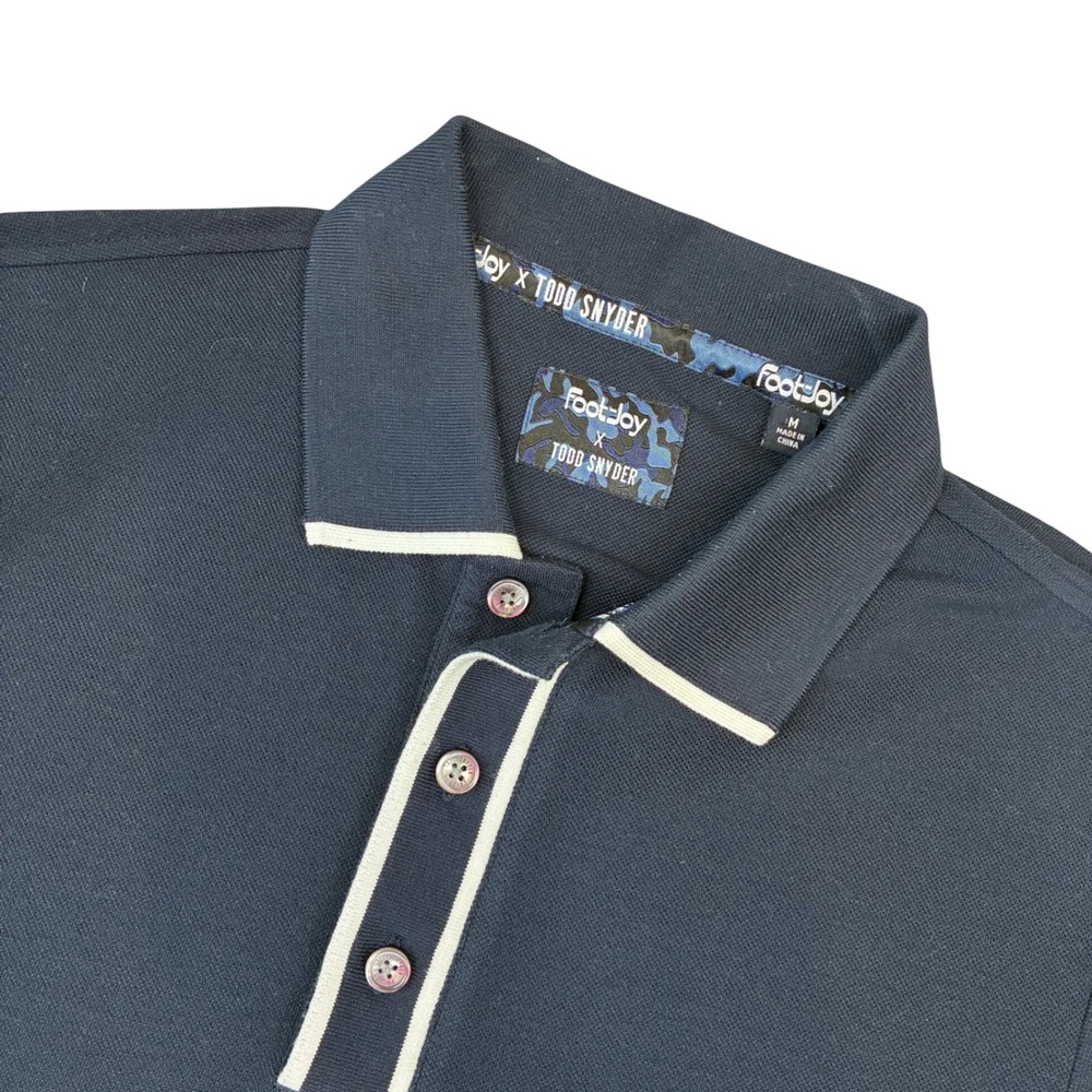 FootJoy Todd Snyder Polo Mens Medium Navy Blue Tipped Camo Trim Golf Shirt